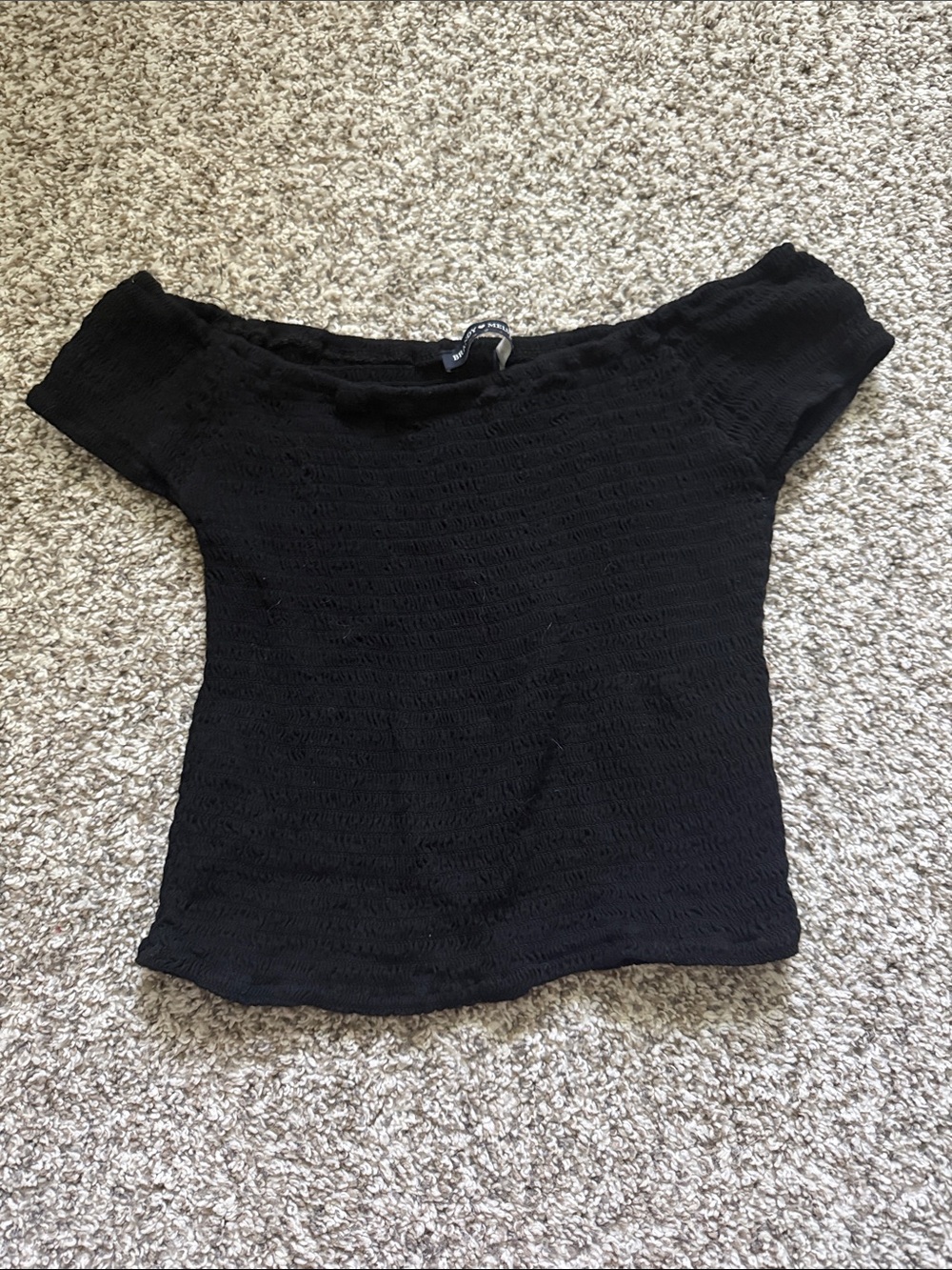 Brandy Melville Black Smocked Top with Heart Logo